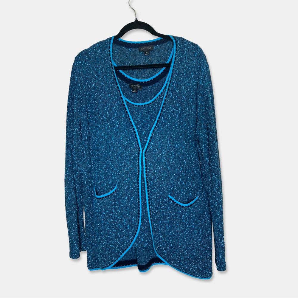 CARLISLE COLLECTION 2 Piece Set Top and Cardigan XL Blue Navy GUC